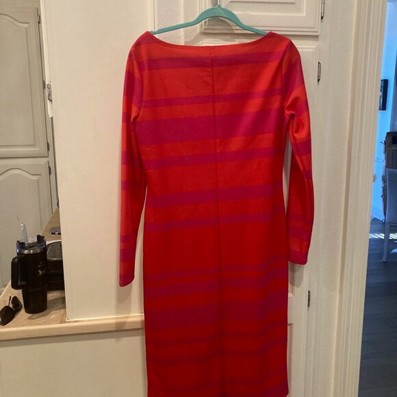 NWT Project Runway Pink Red Striped Midi Dress Size XL Extra Large Long Sleeves - Picture 6 of 9